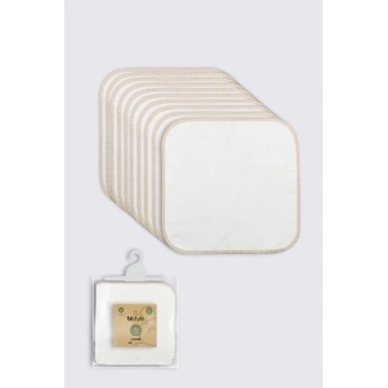 Mey İthalat®   Organik 28x28 10Lu Penye Mendil 90101 Ekru