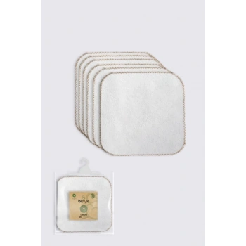 Mey İthalat®   Organik 28x28 6Lı Havlu Mendil 90105 Ekru