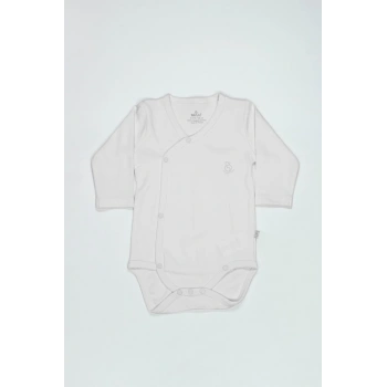Mey İthalat®   Organik Natural Basic Style Kruvaze Uzun Kol Body BS17102 Beyaz