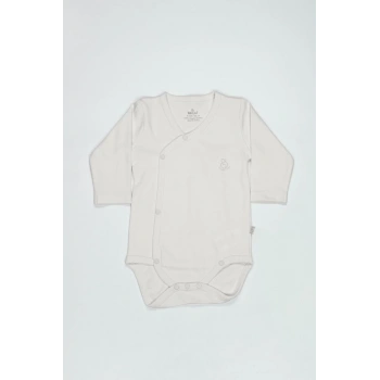 Mey İthalat®   Organik Natural Basic Style Kruvaze Uzun Kol Body BS17102 Ekru
