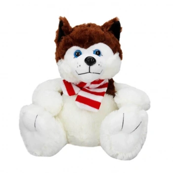 Mey İthalat®  Oturan Husky Atkılı Peluş Köpek 30 cm