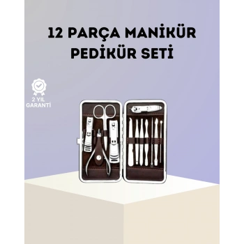 Mey İthalat® Paslanmaz Çelik Çok Fonksiyonlu 12 Manikür Seti