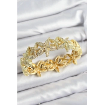 Mey İthalat® Pirinç Deniz Yıldızı Model Gold Renk Lastikli Kadın Bileklik