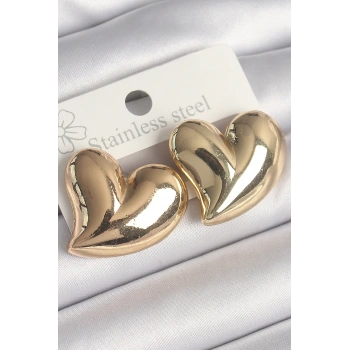 Mey İthalat® Pirinç Gold Renk Bomba Kalp Model Kadın Küpe