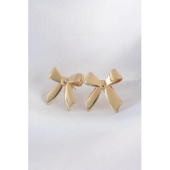Mey İthalat® Pirinç Gold Renk Düz Plaka Fiyonk Küpe