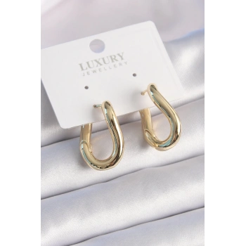 Mey İthalat® Pirinç Gold Renk Halka Model Kadın Küpe