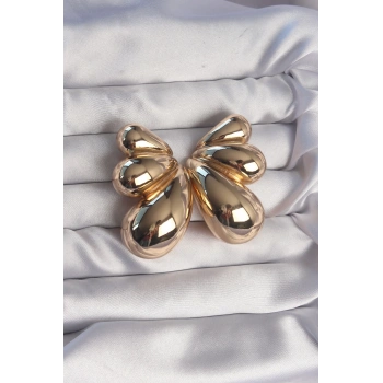 Mey İthalat® Pirinç Gold Renk İri Bombeli Kelebek Küpe