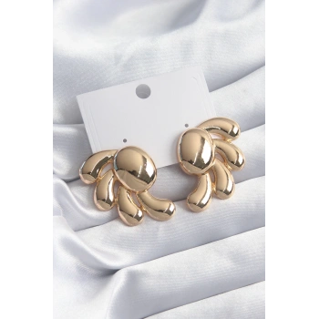 Mey İthalat® Pirinç Gold Renk Kadın Küpe