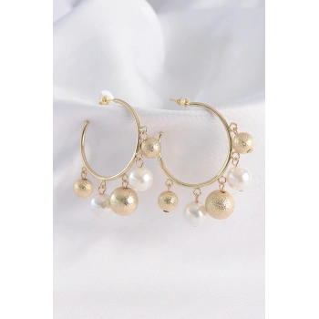 Mey İthalat® Pirinç Gold Renk Topçuk Model Halka Küpe