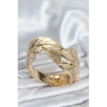 Mey İthalat® Pirinç Gold Renk Yaprak Model Kadın Bileklik