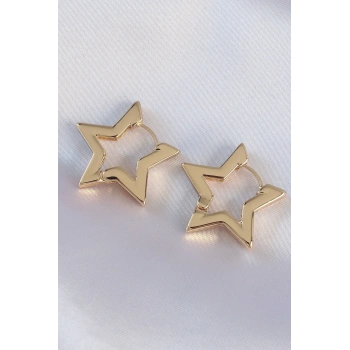 Mey İthalat® Pirinç Gold Renk Yıldız Küpe