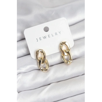 Mey İthalat® Pirinç Gold Renk Zincir Model Kadın Küpe