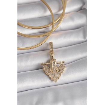 Mey İthalat® Pirinç Gold Renk Zirkon Taşlı Çapa Model Ajda Charm