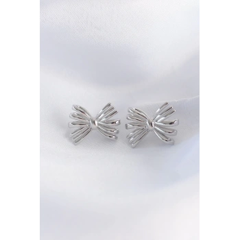 Mey İthalat® Pirinç Gümüş Renk Fiyonk Küpe