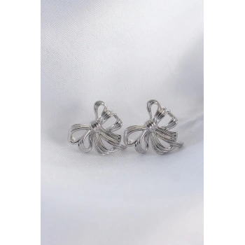 Mey İthalat® Pirinç Gümüş Renk Fiyonk Küpe