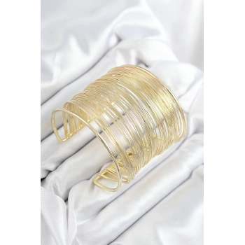 Mey İthalat® Pirinç Tel Sarma Model Gold Renk Kadın Bileklilk