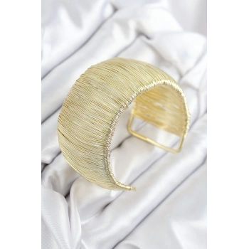 Mey İthalat® Pirinç Tel Sarma Model Gold Renk Kadın Bileklilk