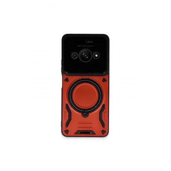 Mey İthalat®   Poco C61 Kılıf Joy Lens Standlı Kapak - Kırmızı