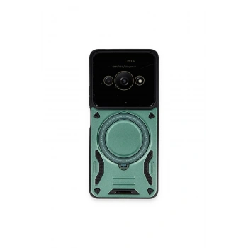Mey İthalat®   Poco C61 Kılıf Joy Lens Standlı Kapak - Koyu Yeşil