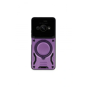 Mey İthalat®   Poco C61 Kılıf Joy Lens Standlı Kapak - Mor