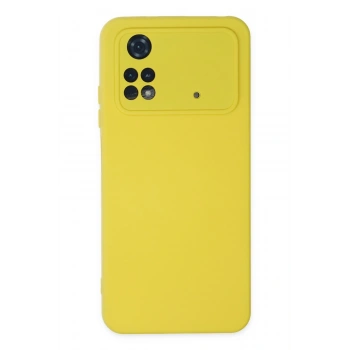 Mey İthalat®   Poco M4 Pro 4G Kılıf Nano içi Kadife Silikon - Sarı