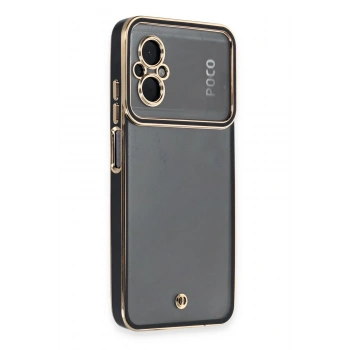 Mey İthalat®   Poco M5 Kılıf Liva Lens Silikon - Siyah