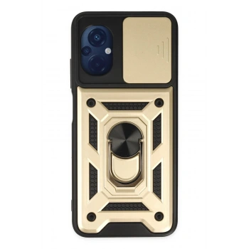 Mey İthalat®   Poco M5 Kılıf Pars Lens Yüzüklü Silikon - Gold