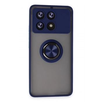 Mey İthalat®   Poco X6 Pro Kılıf Montreal Yüzüklü Silikon Kapak - Lacivert