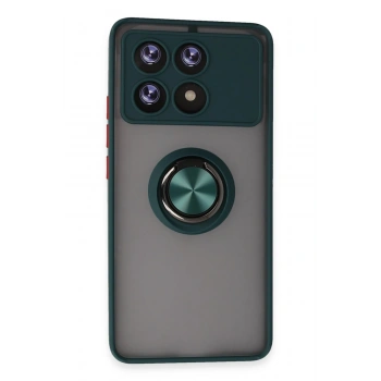 Mey İthalat®   Poco X6 Pro Kılıf Montreal Yüzüklü Silikon Kapak - Yeşil