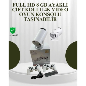 Mey İthalat® Portatif 4K Projeksiyon – 4.000 Uygulama, Kablosuz Yansıtma ve Bluetooth 5.0