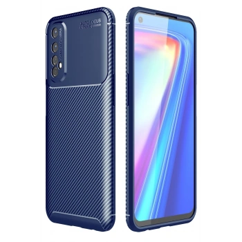 Mey İthalat®  Realme 7 Kılıf Auto Focus Karbon Kapak - Lacivert