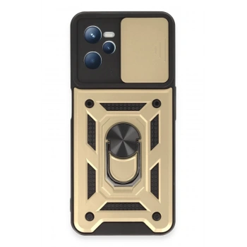 Mey İthalat®  Realme C35 Kılıf Pars Lens Yüzüklü Silikon - Gold