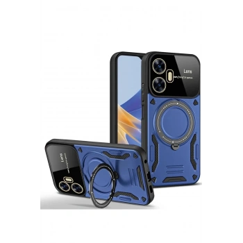 Mey İthalat®  Realme C55 Kılıf Joy Lens Standlı Kapak - Lacivert