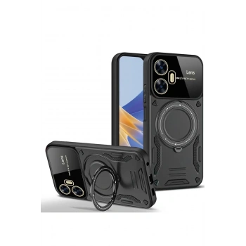 Mey İthalat®  Realme C55 Kılıf Joy Lens Standlı Kapak - Siyah