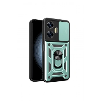 Mey İthalat®  Realme C55 Kılıf Pars Lens Yüzüklü Silikon - Yeşil