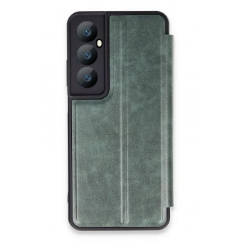 Mey İthalat®  Realme C65 Kılıf Flip Cover - Koyu Yeşil