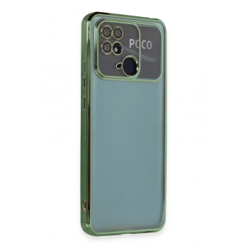 Mey İthalat®   Redmi 10C Kılıf  Lensli Silikon - Yeşil