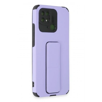 Mey İthalat®   Redmi 10C Kılıf Mega Standlı Silikon - Lila
