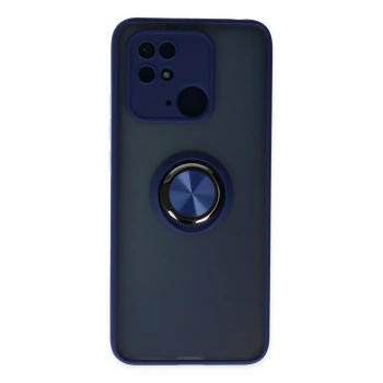 Mey İthalat®   Redmi 10C Kılıf Montreal Yüzüklü Silikon Kapak - Lacivert