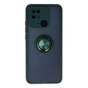 Mey İthalat®   Redmi 10C Kılıf Montreal Yüzüklü Silikon Kapak - Yeşil