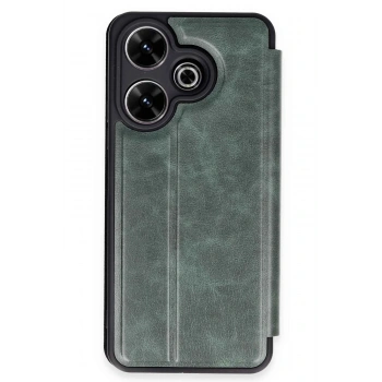 Mey İthalat®   Redmi 13 4G Kılıf Flip Cover - Koyu Yeşil