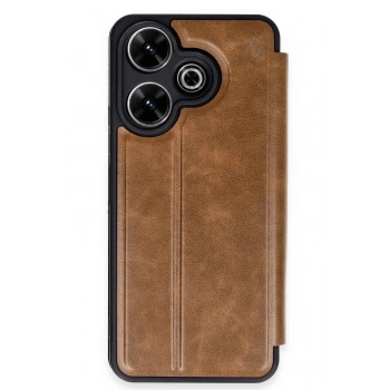 Mey İthalat®   Redmi 13 4G Kılıf Flip Cover - Taba