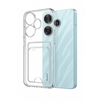 Mey İthalat®   Redmi 13 4G Kılıf Kart Şeffaf Silikon - Şeffaf