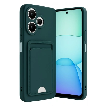 Mey İthalat®   Redmi 13 4G Kılıf Kelvin Kartvizitli Silikon - Koyu Yeşil