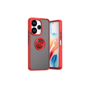 Mey İthalat®   Redmi 13 4G Kılıf Montreal Yüzüklü Silikon Kapak - Kırmızı