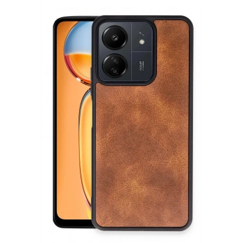 Mey İthalat®   Redmi 13C Kılıf Aras Deri Kapak - Taba