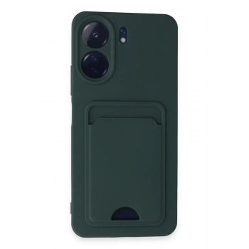 Mey İthalat®   Redmi 13C Kılıf Kelvin Kartvizitli Silikon - Koyu Yeşil