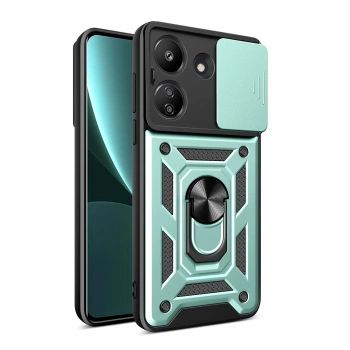 Mey İthalat®   Redmi 13C Kılıf Pars Lens Yüzüklü Silikon - Yeşil