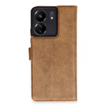 Mey İthalat®   Redmi 13C Kılıf Trend S Plus Kapaklı Kılıf - Taba