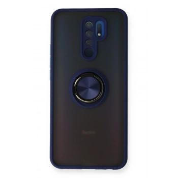 Mey İthalat®   Redmi 9 Kılıf Montreal Yüzüklü Silikon Kapak - Lacivert